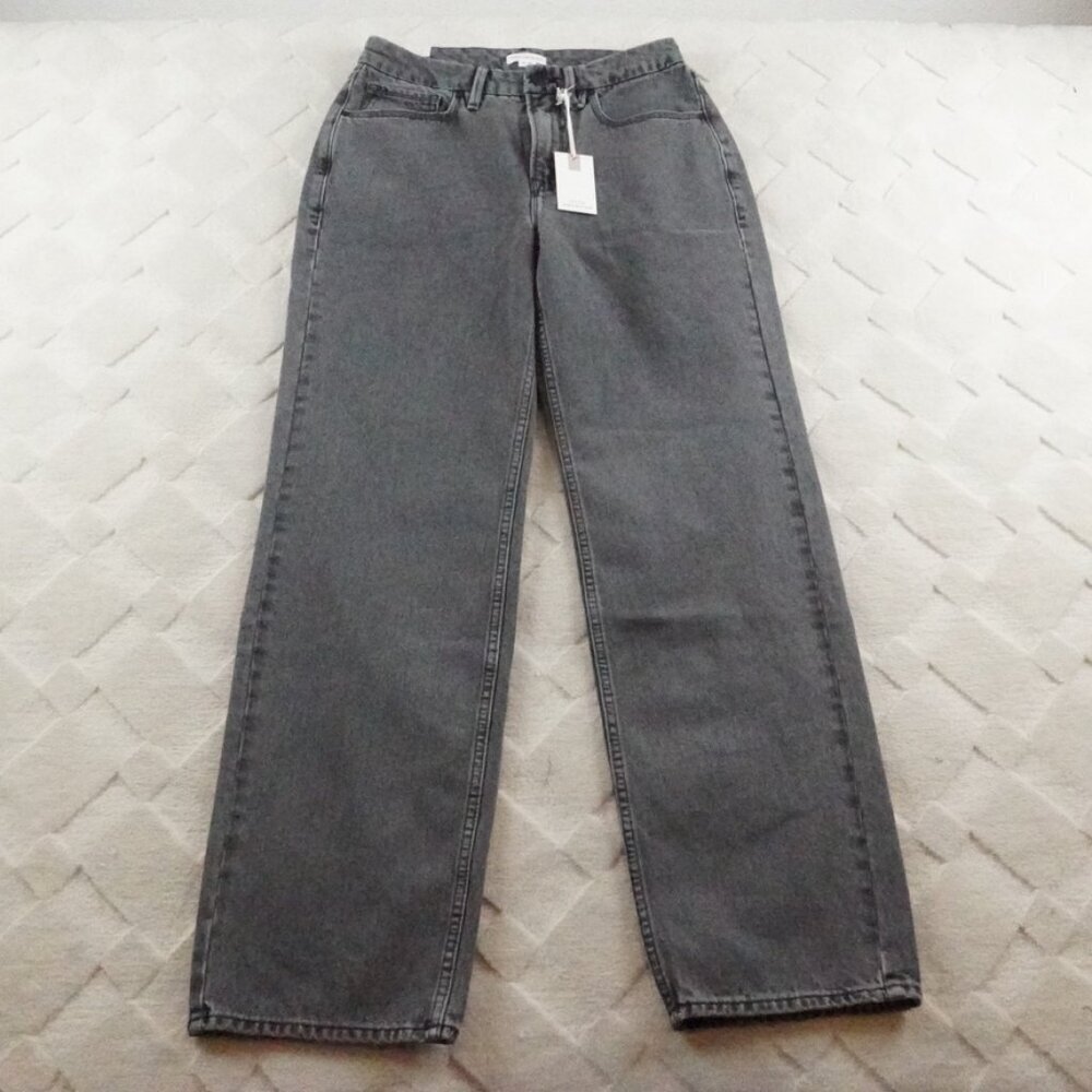 Good American Gray Straight Leg Jeans